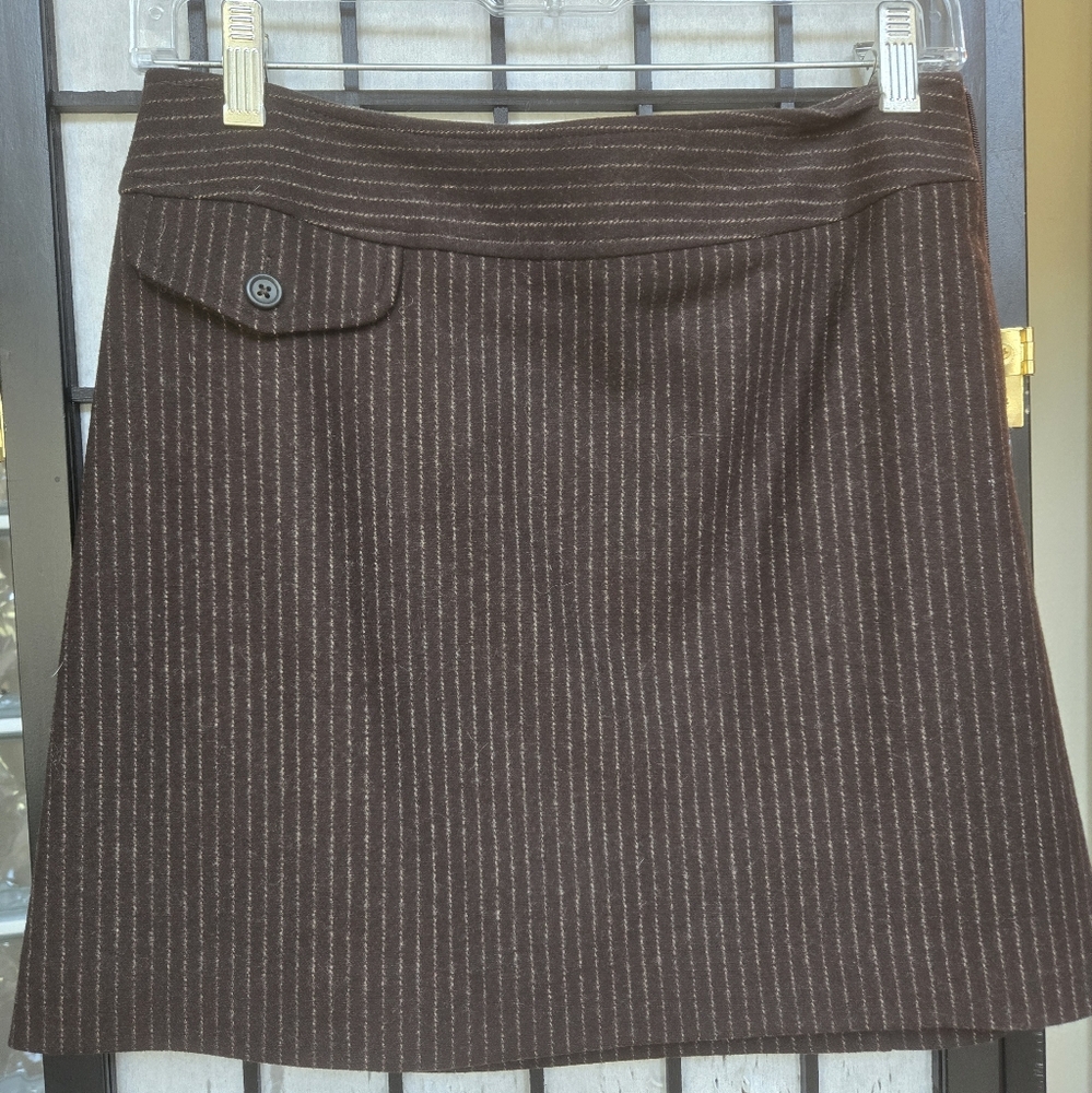 Banana Republic Brown Striped Wool Blend Miniskirt size 2P 2 petite